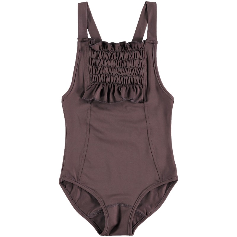 Swimsuit SMOCKED WITH RUFFLE DETAIL Burgundy