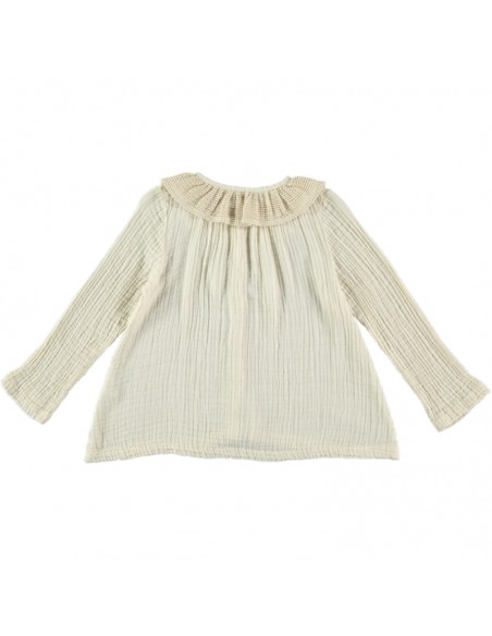 BL04-Blouse MESH COLLAR - Ecru