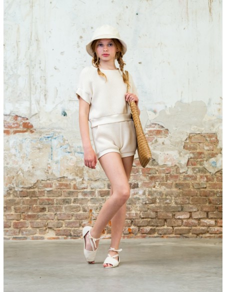 SF01-Short  - Ecru Honeycomb Cotton