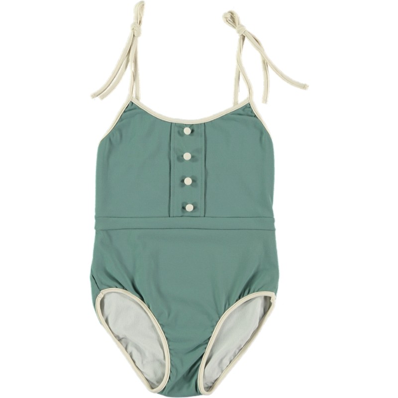 BA04-Swimsuit BUTTONS - Green Tea