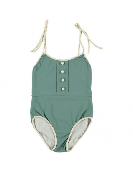 BA04-Swimsuit BUTTONS - Green Tea