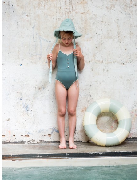 BA04-Swimsuit BUTTONS - Green Tea