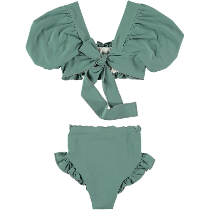 BK01-Bikini MANGA ABULLONADA - Te Verde