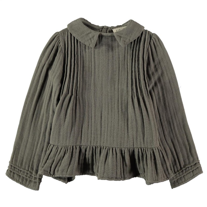 BL04-Blouse PLEATED DETAILS Gray