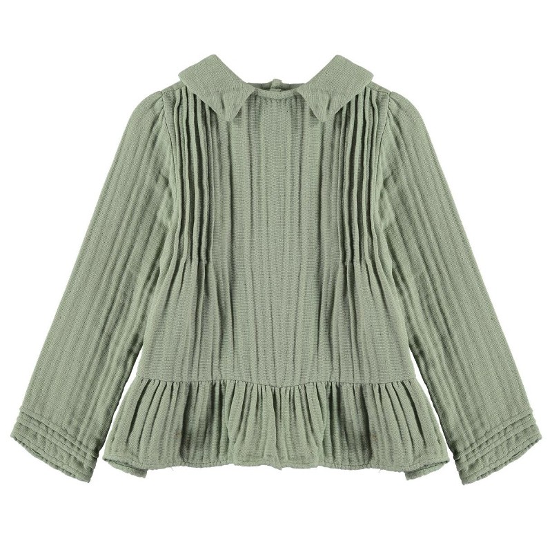 BL04-Blouse PLEATED DETAILS Green
