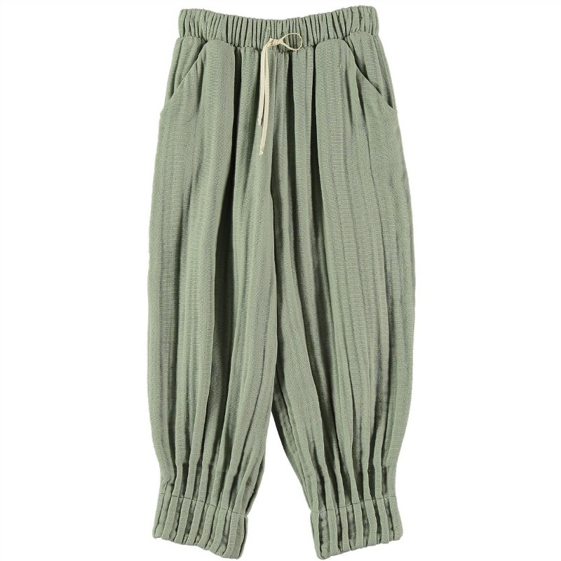 PA02-Pant PLEATED DETAILS Green