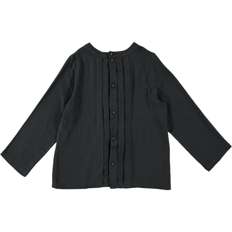 BL03-Blouse 2 POSITIONS PLEATED - Black