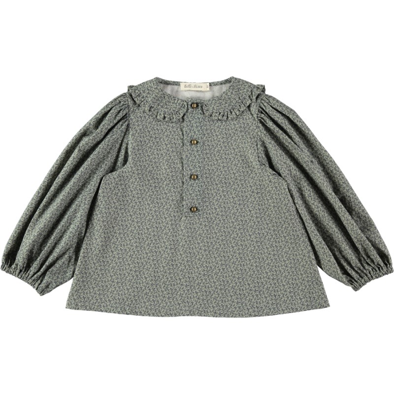 BL02-Blouse SAILOR - Greenish Blue Flower
