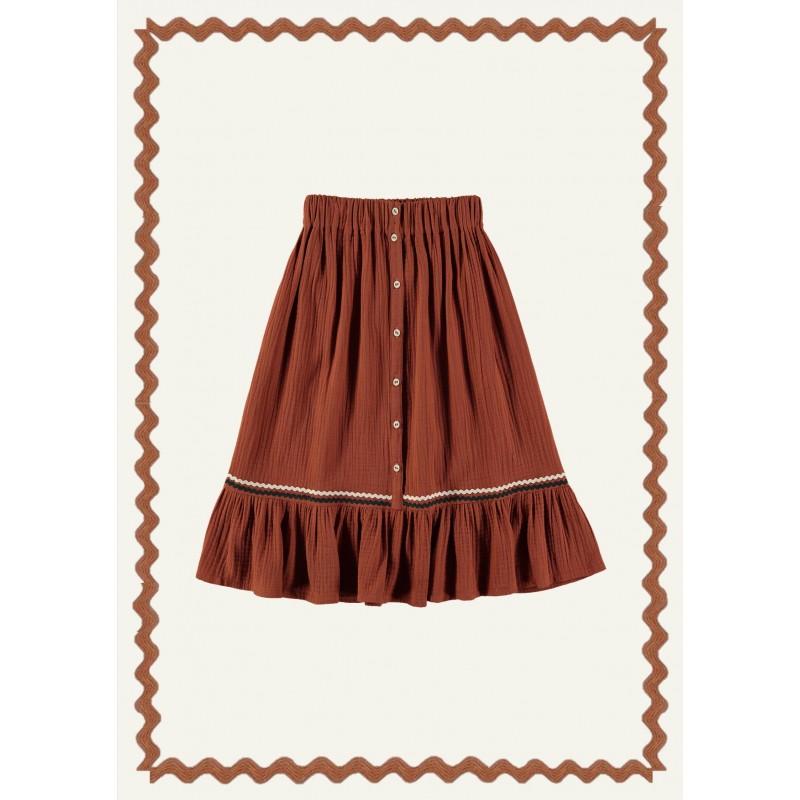 Skirt MUSSELINE BOTONS - Terracotta