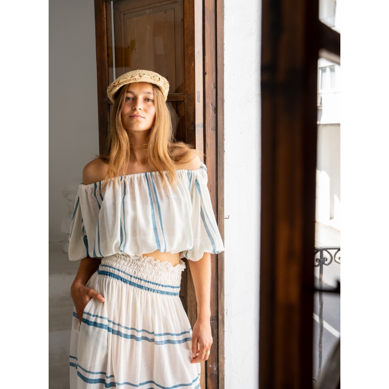 Top HEBE - Blue Double Stripe