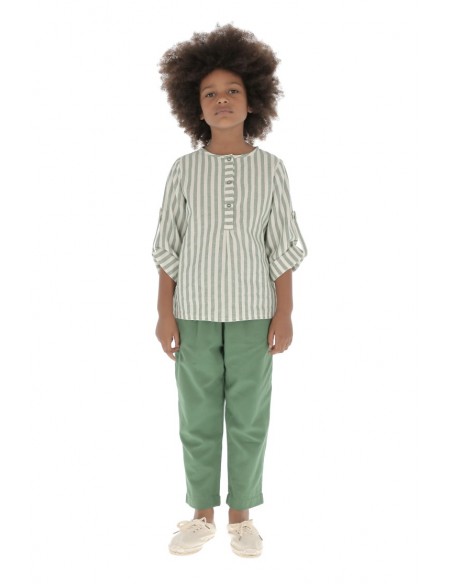 Blouse UNISEX KURTA - Green Wide Stripe