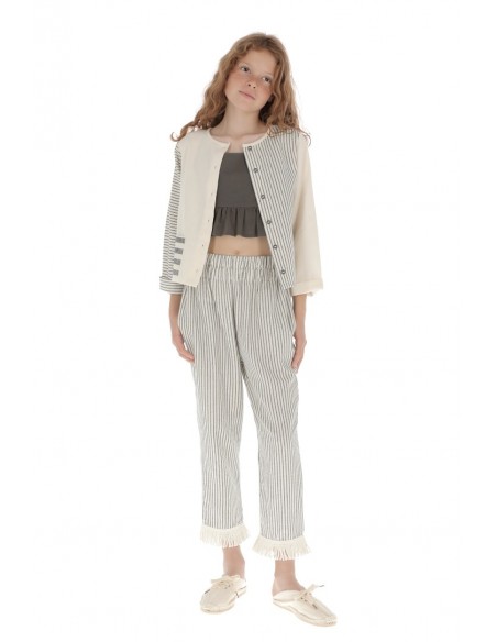 Blusa CHAQUETA 2 POSICIONES - Raya Media Gris+Raya Fina Gris