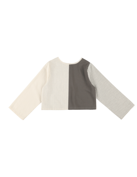 Blusa CHAQUETA 2 POSICIONES - Raya Media Gris+Raya Fina Gris