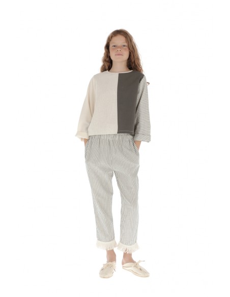 Blouse JACKET 2 POSITIONS - Medium Grey+Thin Grey Stripe
