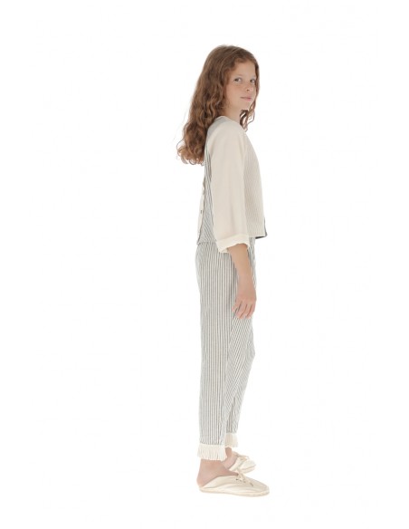 Blusa CHAQUETA 2 POSICIONES - Raya Media Gris+Raya Fina Gris