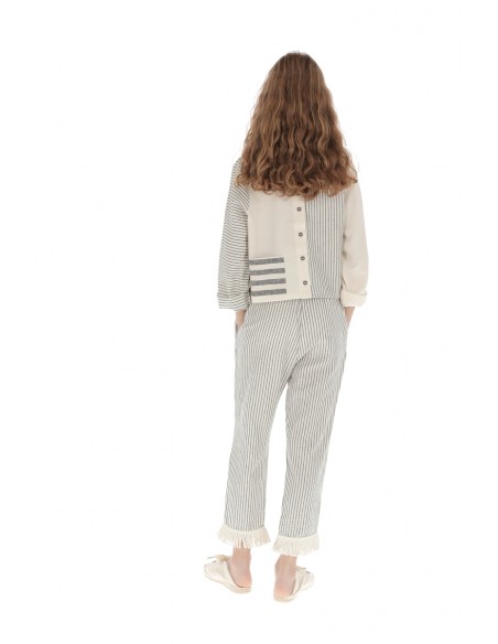 Blusa CHAQUETA 2 POSICIONES - Raya Media Gris+Raya Fina Gris