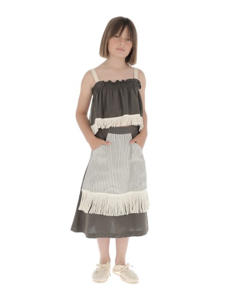 Falda DELANTAL - Raya Media Gris