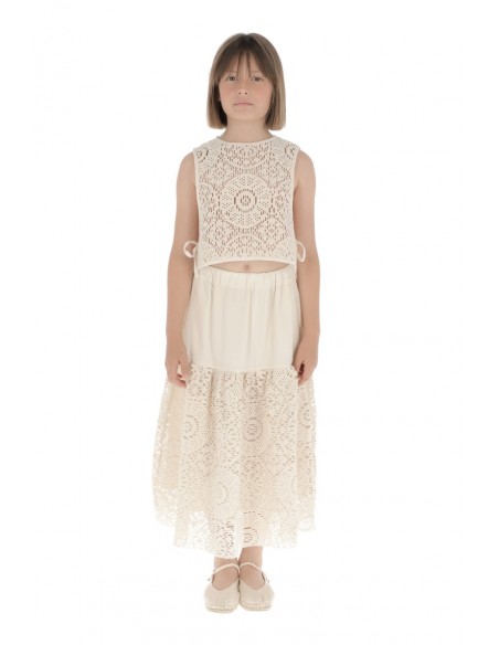 Falda Larga CROCHET - Crudo