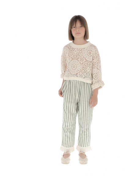 Pant FLEECES - Green Wide Stripe