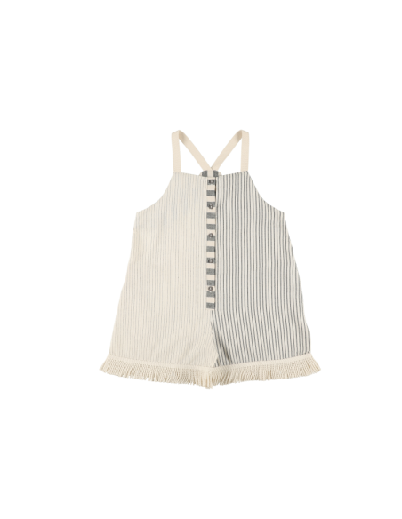 Jumpsuit SHORT COMBI FLEECES - Medium Gray+Thin Gray Stripe