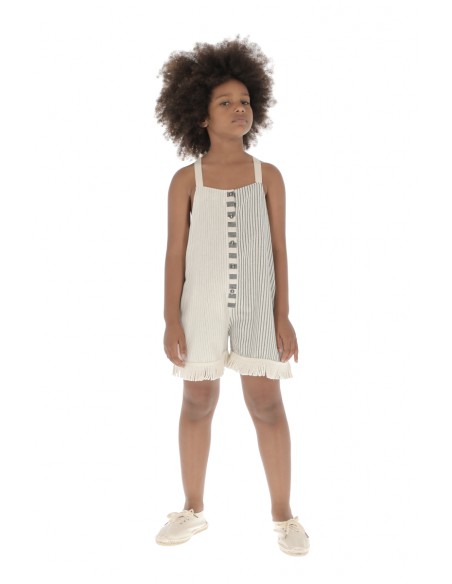 Jumpsuit SHORT COMBI FLEECES - Medium Gray+Thin Gray Stripe