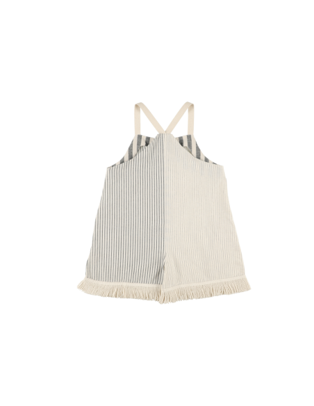 Jumpsuit SHORT COMBI FLEECES - Medium Gray+Thin Gray Stripe