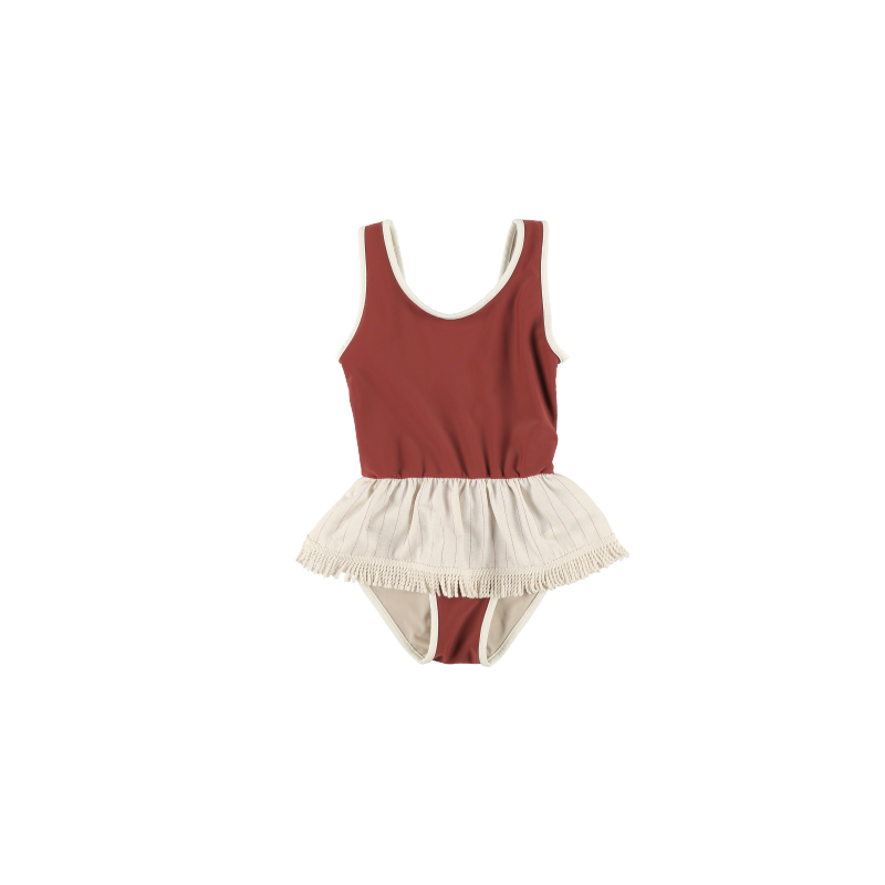 Swimsuit STRIPED RUFFLE  - Lava