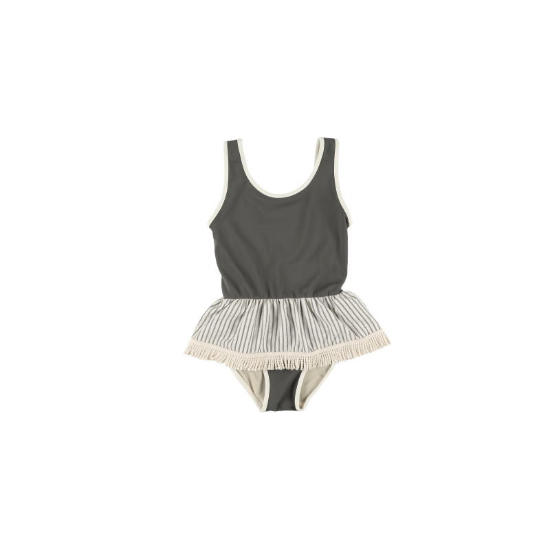 Swimsuit STRIPED RUFFLE  - Volcanic Earth