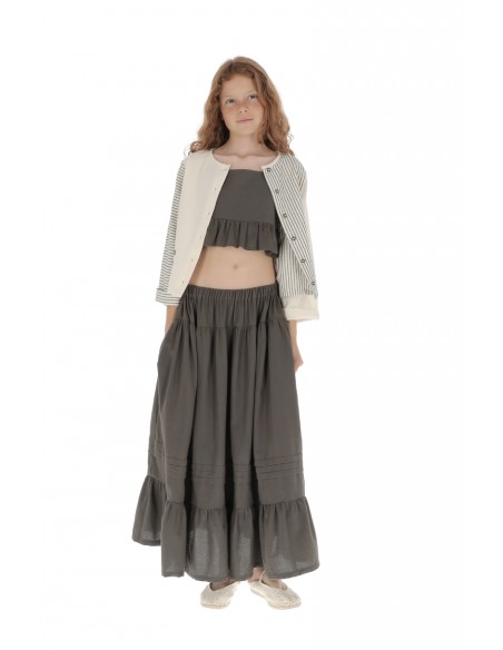 Blusa CHAQUETA 2 POSICIONES - Raya Media Gris+Raya Fina Gris