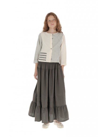 Blusa CHAQUETA 2 POSICIONES - Raya Media Gris+Raya Fina Gris
