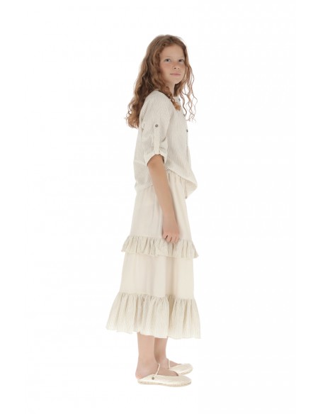 Blouse UNISEX KURTA - Grey Thin Stripe