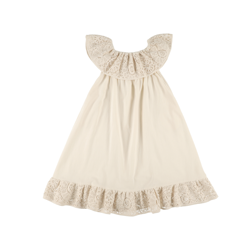 Dress LONG RUFFLES CROCHET - Ecru