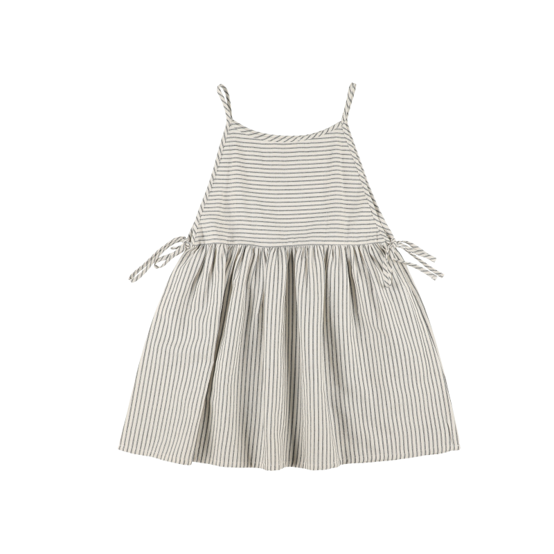 Sleeveless APRON - Medium Gray Stripe