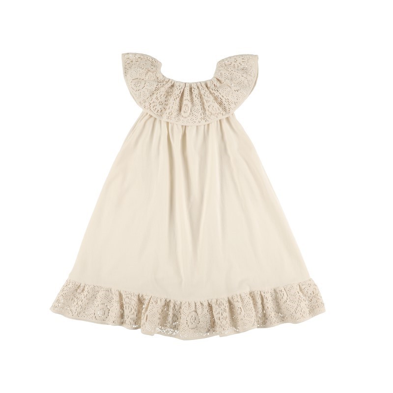 Dress LONG RUFFLES CROCHET - Ecru