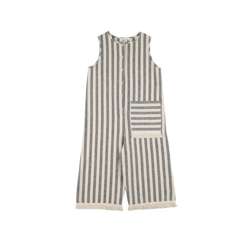 Jumpsuit LONG FLEECES - Grey Wide Stripe