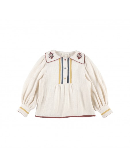 Blouse EMBROIDERED NECK - Ecru