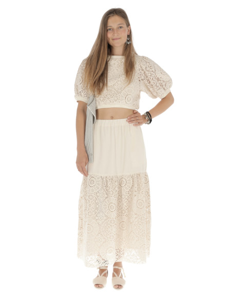 Falda Larga CROCHET - Crudo
