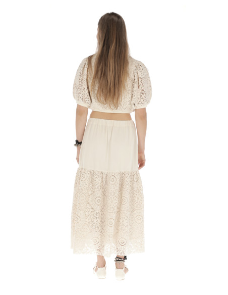 Falda Larga CROCHET - Crudo