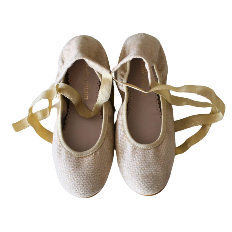 AUDREY Ceremonia Lino Beige Metalizado Oro
