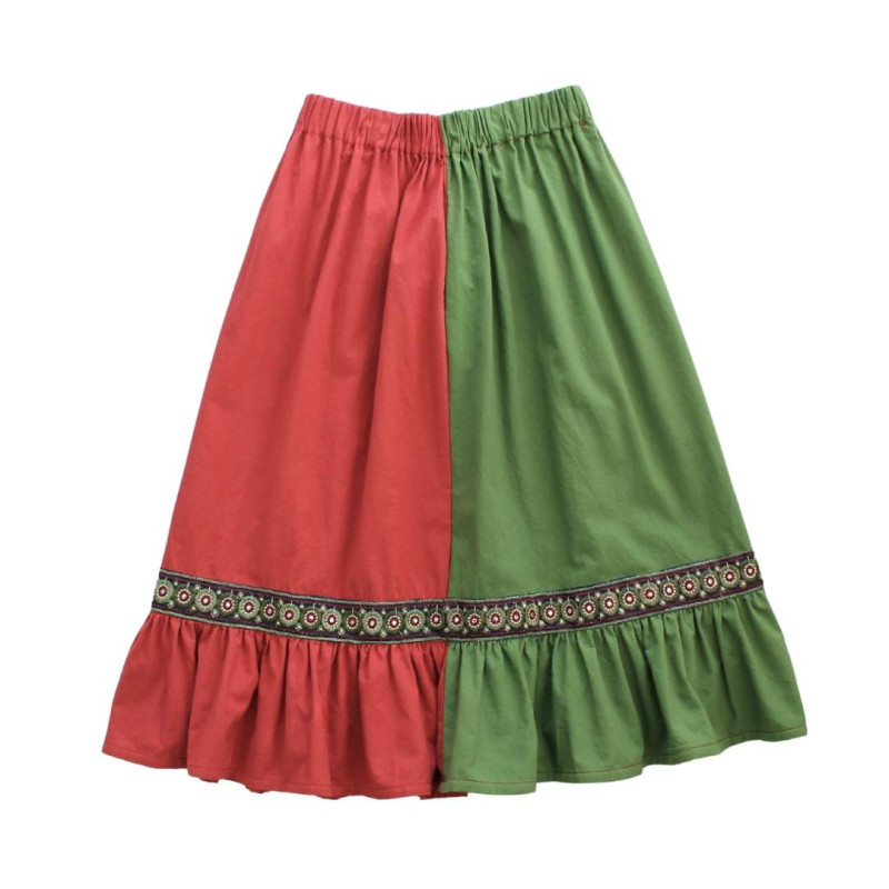 F05- Falda BICOLOR - Verde+Rojo