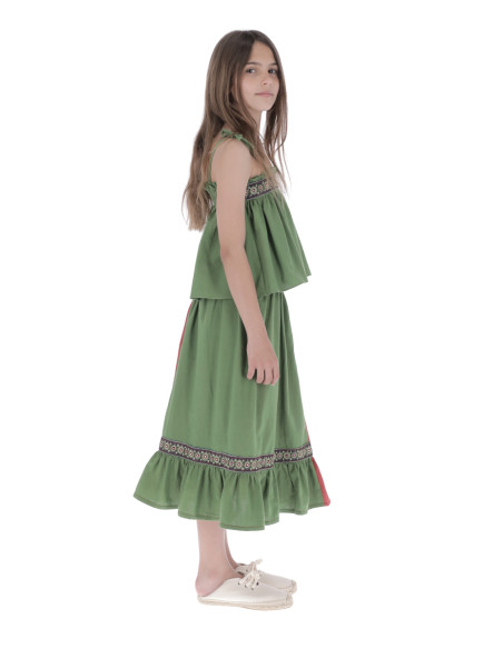 F05- Falda BICOLOR - Verde+Rojo