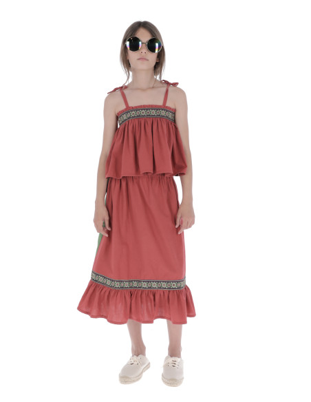 F05- Falda BICOLOR - Verde+Rojo