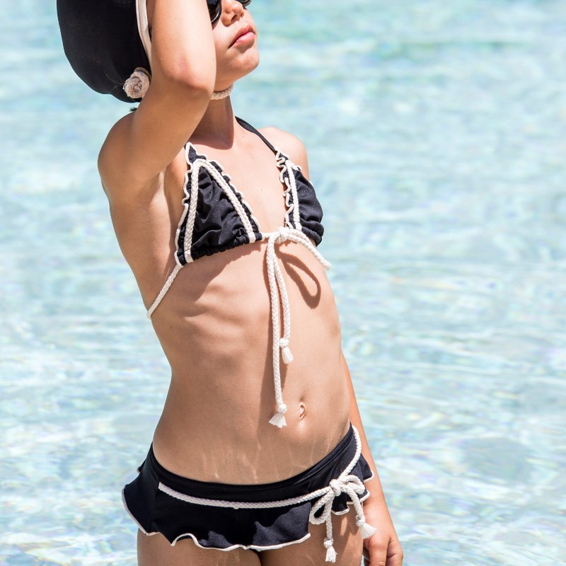 BK01.3- Bikini TRIANGULO LYCRA NEGRA+BEIGE