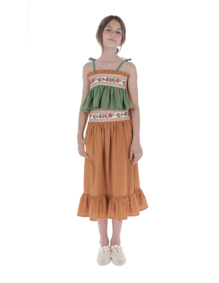 TP02-Top TWO-COLOR EMBROIDERY - Orange