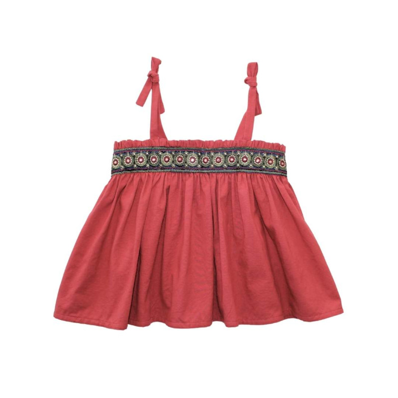 TP03- Top/Skirt CIRCLES TRIMMINGS - Red
