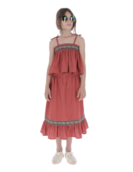 TP03- Top/Skirt CIRCLES TRIMMINGS - Red