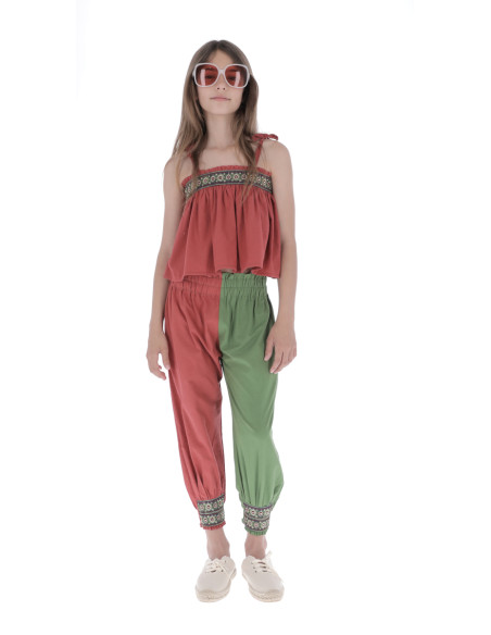 TP03- Top/Skirt CIRCLES TRIMMINGS - Red