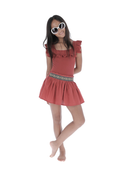 TP03- Top/Skirt CIRCLES TRIMMINGS - Red