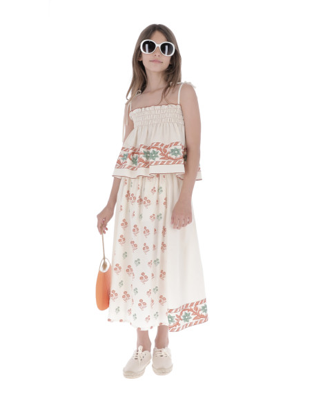 TP06- Top/Falda SMOCK CENEFA - Cenefa Naranja