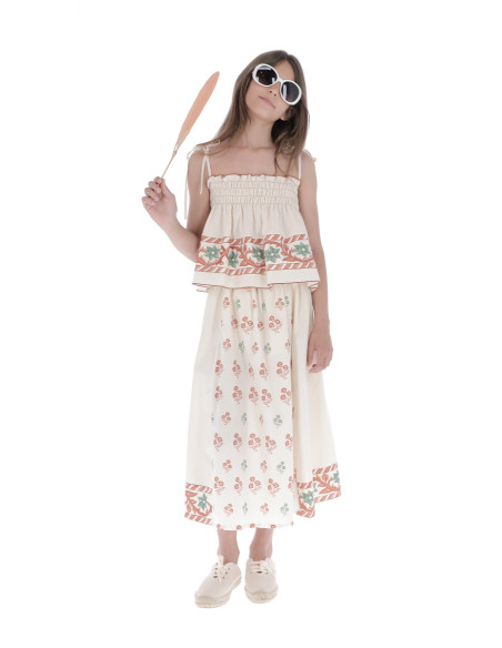 TP06- Top/Falda SMOCK CENEFA - Cenefa Naranja